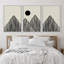 Art mural Mid-Century moderne bohème minimaliste abstrait montagne soleil encadré sur toile, 3 pièces-1273325218-1220743038