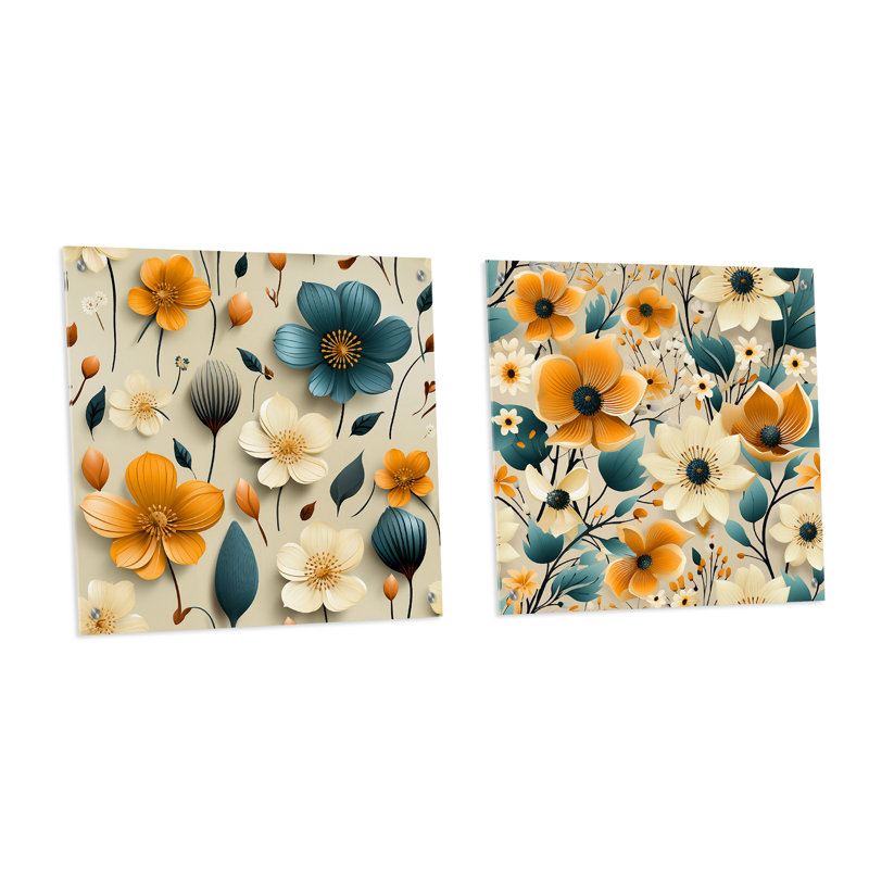 Pettaway - Ensemble abstrait d'art mural en verre abstrait Mid-Century, H 16 po x l 33 po