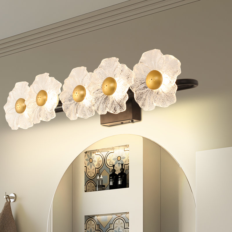 Éclairage pour meuble-lavabo à intensité variable MantoLite, Noir mat, H 8,2 po x l 26,7 po x P 5,9 po, 5 Lights