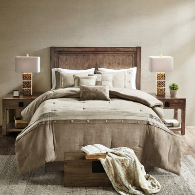 Édredon en faux suède pour grand lit brun clair - 7 pièces pour la literie douce pour la chambre à coucher Lavable à la machine