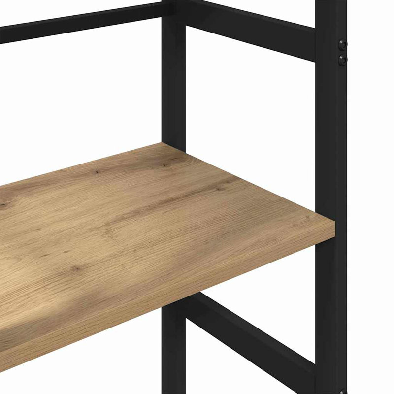 Steel Etagere Bookcase, (2 Shelves) 81cm. H x 40cm. W x 29.5cm. D, Artisan Oak