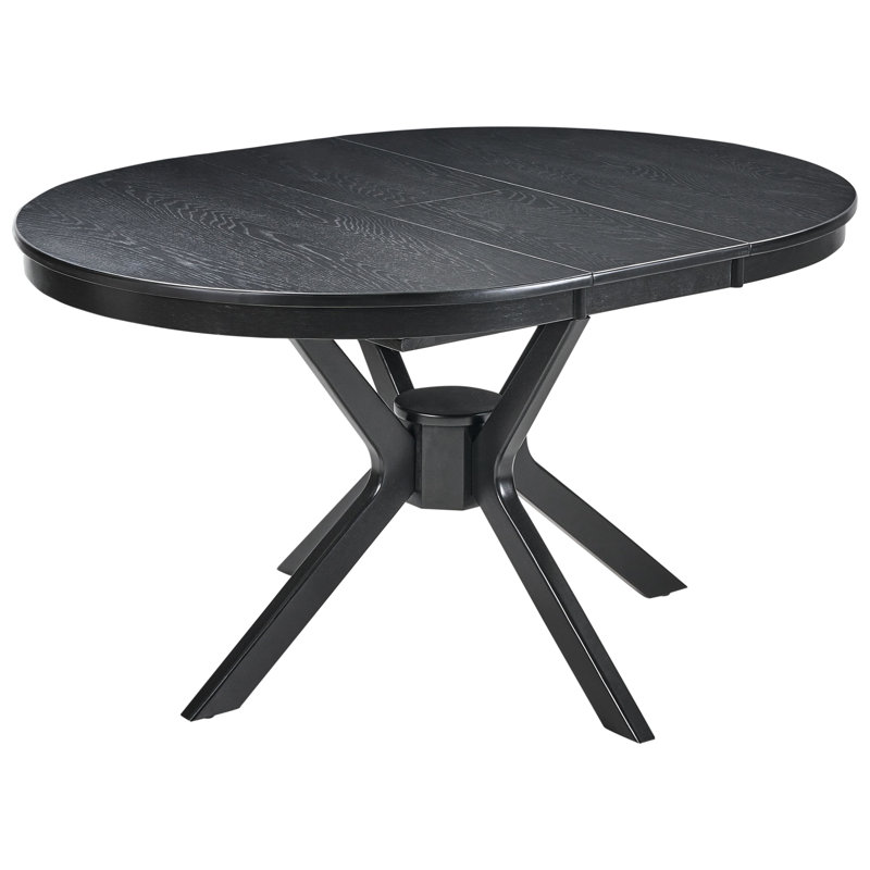 Extendable Oval Solid Wood Base Dining Table, Black