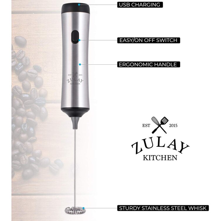  Zulay Powerful Rechargeable Travel Milk Frother with