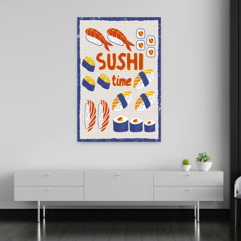 Art contemporain de poissons, temps délicieux, H 60 po x l 40 po