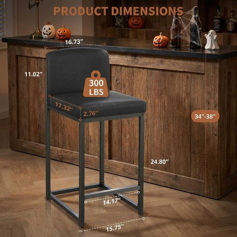 Counter Stool with Metal Frame, Black