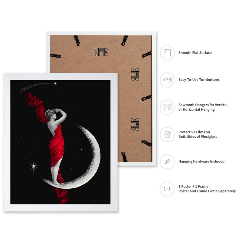 Déesse de la lune altérée, Poster, White Framed, 11"H x 14"W