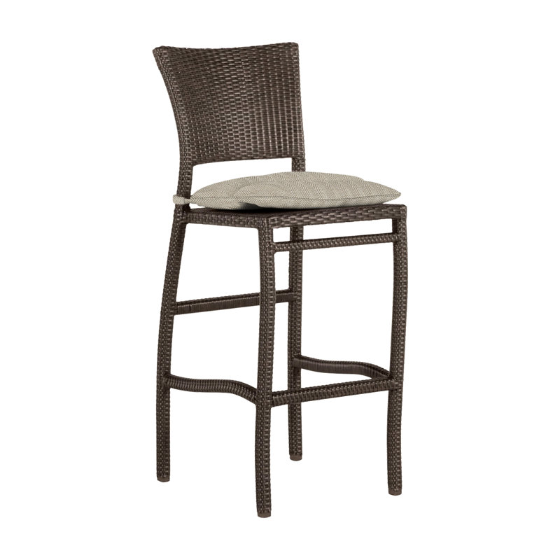 Tabouret de bar extérieur en résine tressée 30 po Skye, Noyer noir, Welt, Chevron sable