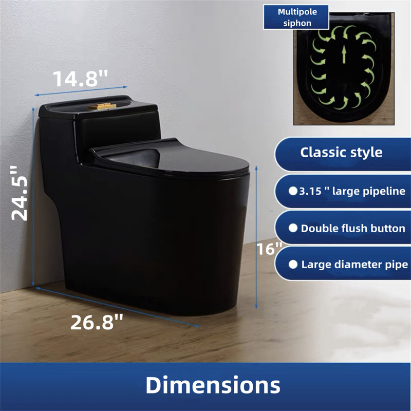 Dual-Flush Elongated One-Piece Toilet (Seat Included)