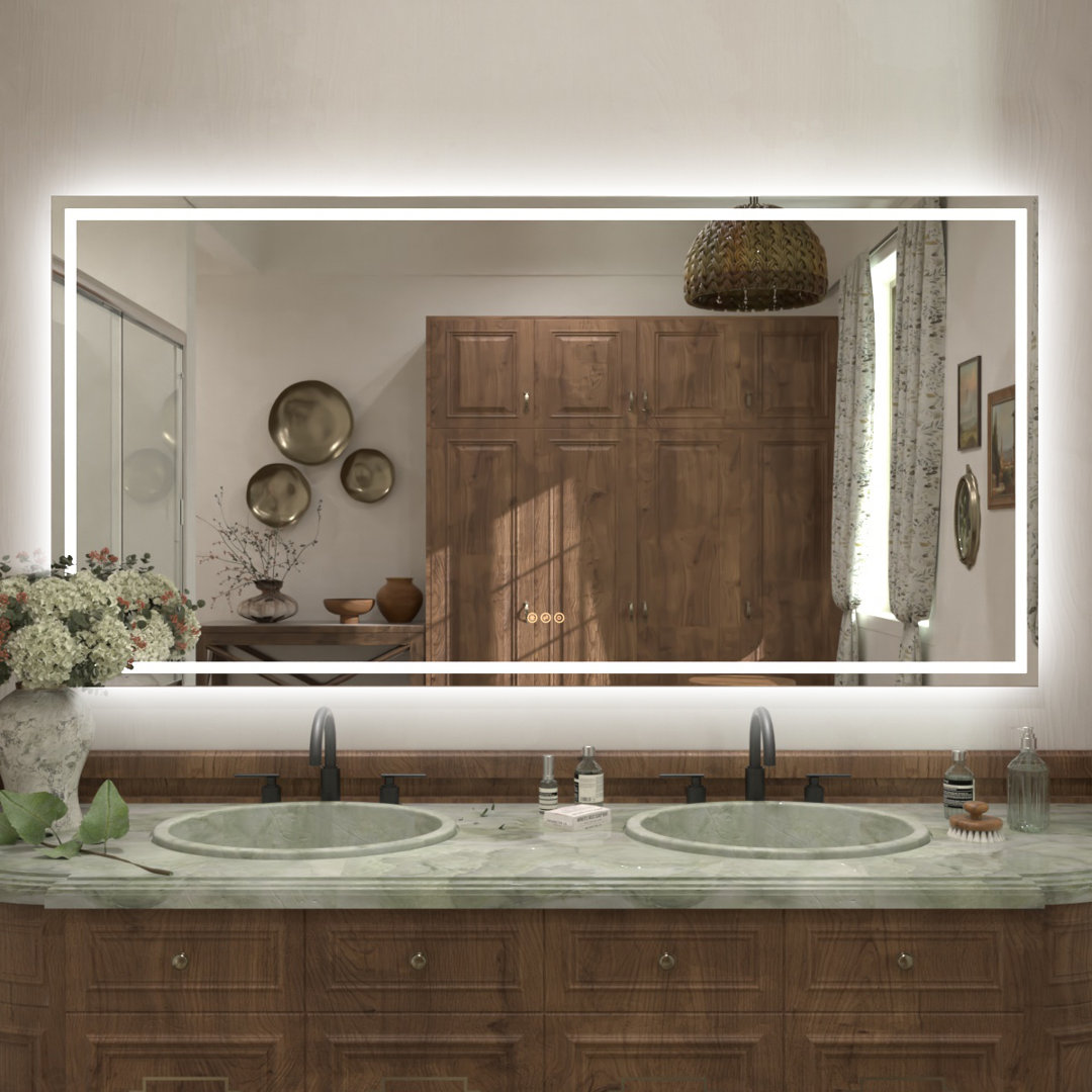 TMMV Frameless LED Light Anti-Fog Wall Bathroom Vanity Mirror In Polished Crystal Wrought Studio™ 
