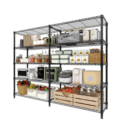 Étagère robuste en fil métallique - Support de rangement pour service alimentaire commercial - Rangement réglable à 4 et 5 niveaux - Capacité de 1060 lb - pour la cuisine, le garde-manger, le garage et l'entrepôt