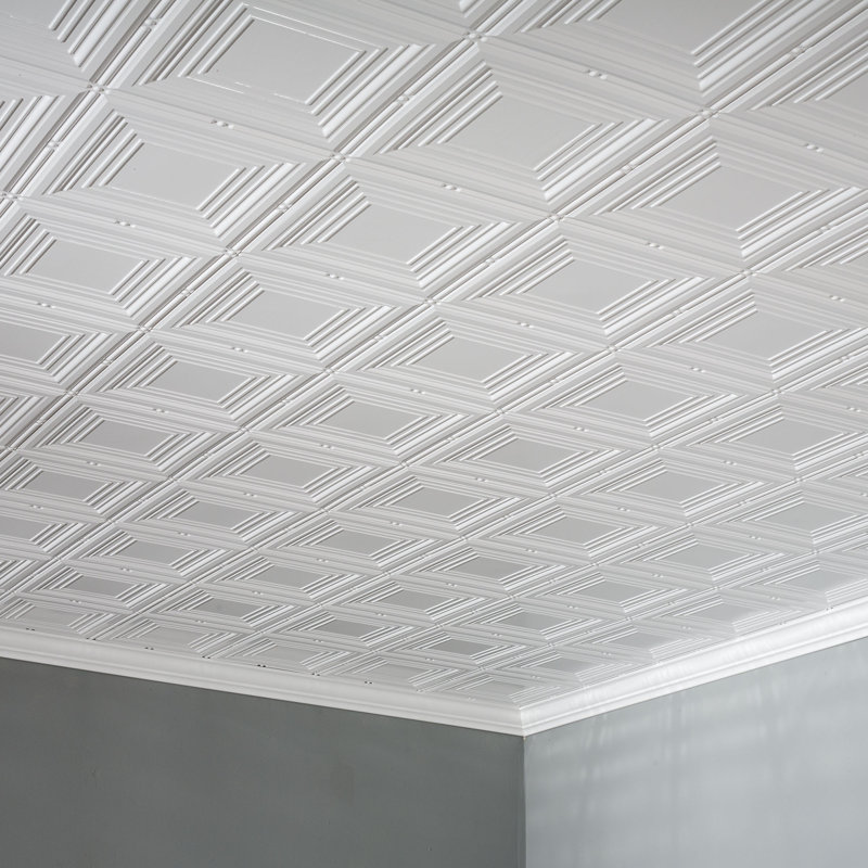 Panneau de plafond décoratif en vinyle 2 pi x 4 pi FASÄDE, Blanc brillant