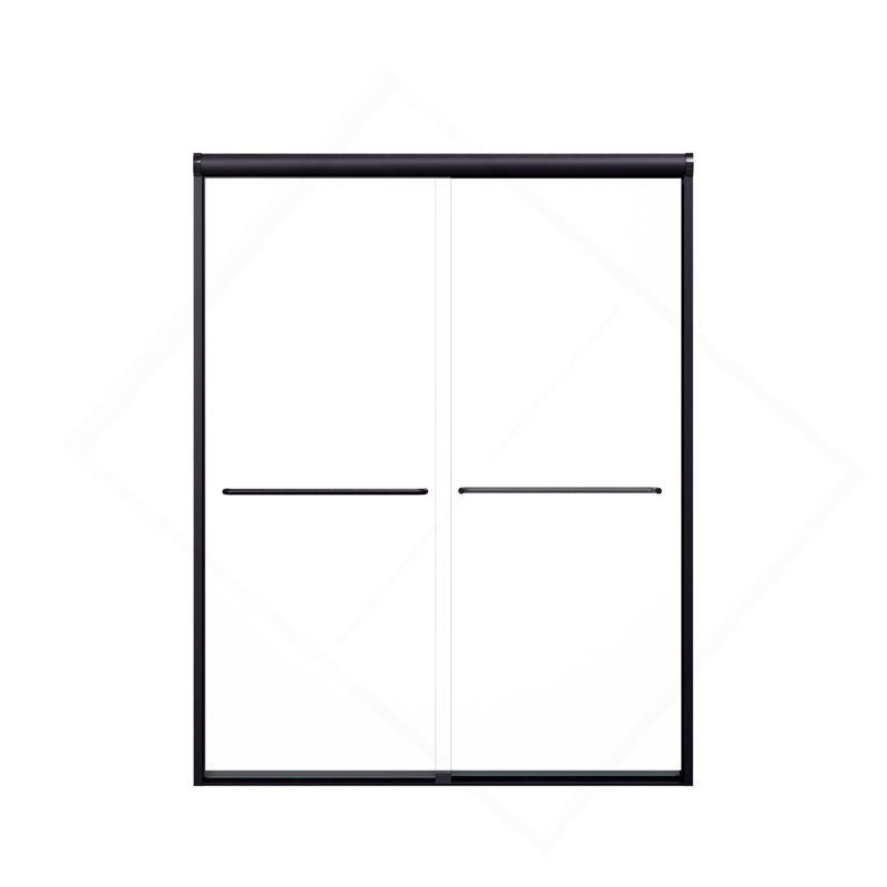 Porte de douche coulissante double semi-sans cadre H 56 po x l 72 po x H 72 po, porte de douche à dérivation, porte en verre trempé épais de 1/4 po (6 mm)
