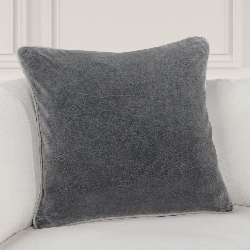 Goodall Reversible Throw Pillow, Dark Gray, Square 22"