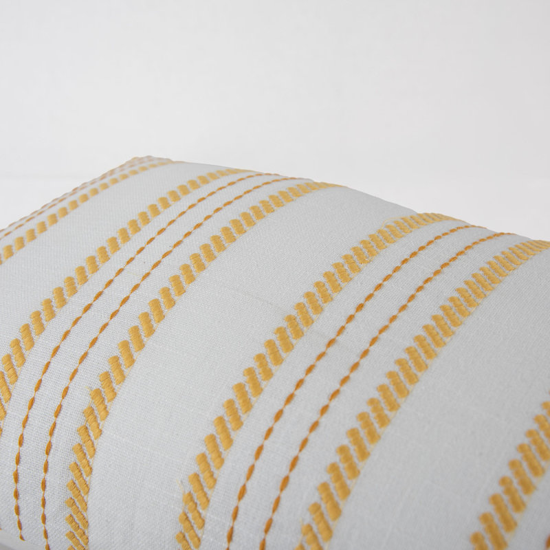 100% Cotton Down Filled Throw Pillow, White/Yellow, Down Blend