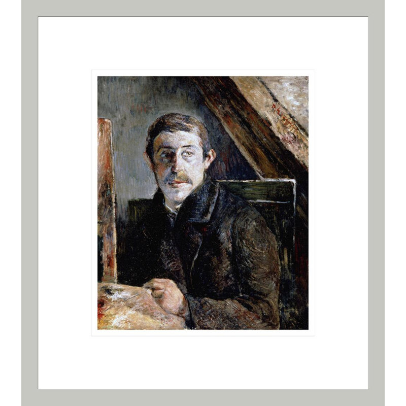 «Gauguin derrière un chevalet» par Paul Gauguin - Estampe numérique encadrée, H 15,37 po x l 13,75 po