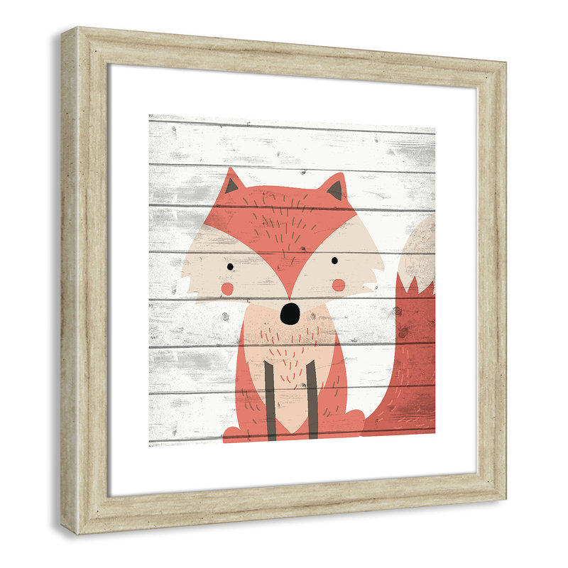 Adhésif décoratif 1 pi Woodland Creatures, H 16 po x l 16 po x P 0,6 po, Cadre plat beige