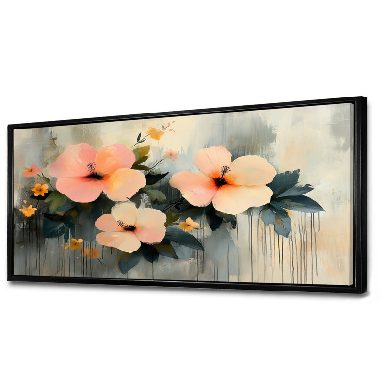 Irmuun - Floral Wall Art, Black, 28" H x 60" W, Floater Framed Print