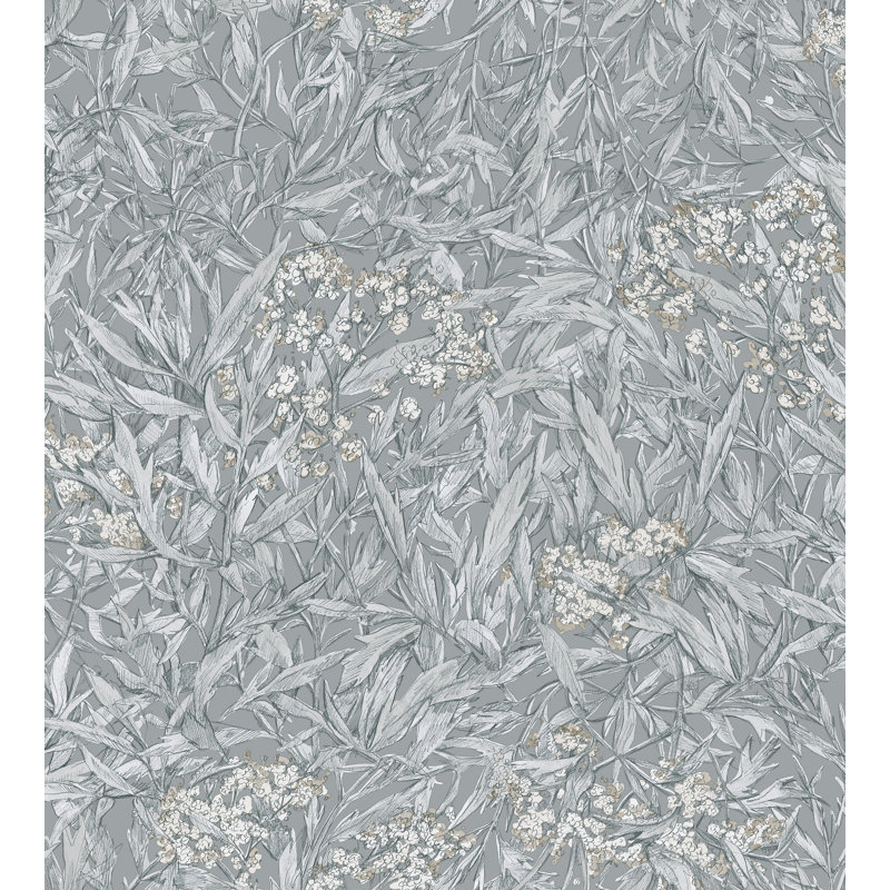 Kolonin Floral Wallpaper Roll, Mineral Gray