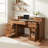 59" Farmhouse Office Desk With  Charging Station & Storage Cabinet, Barn Door Design Home Study Desk with File Drawer, Monitor Stand and Keyboard Tray for Office, Study, Living Room, Dark Walnut-2112715173