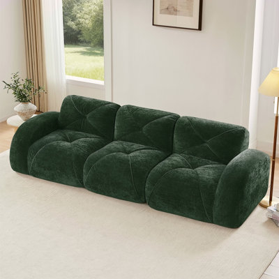 Canapé 110 po sans tissu avec velours doux et capitonné, canapé modulaire modulaire, éponge haute densité 32D, conception antidérapante, conception ergonomique inférieure, aucun assemblage requis, pour étude, cinéma maison