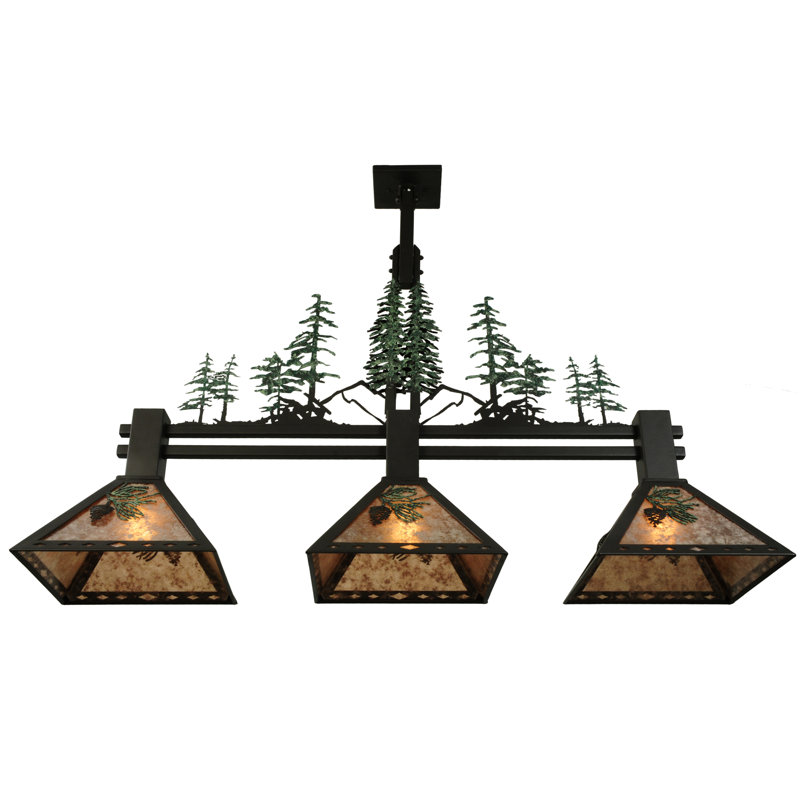 46" L Winter Pine Tall Pines 3 Lt Pool Table Lights, 30''