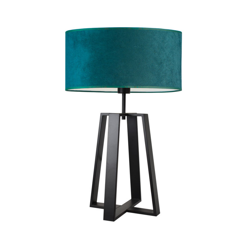 Alawna Metal Table Lamp, Green/White, Black, Black