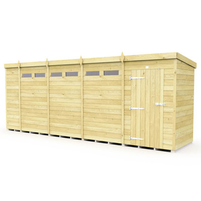 18ft x 4ft Pent Security Shed - Single Door