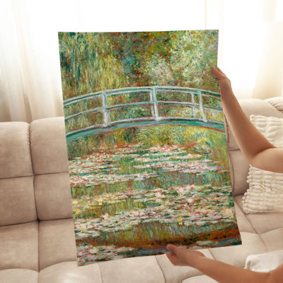 Architecture et bâtiments Claude Monet - pont sur un étang de nénuphars, reproduction d'art classique sans cadre