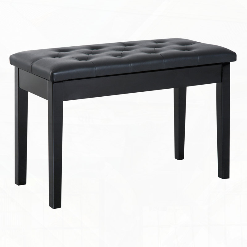 Banquette de piano capitonnée à boutons capitonnée, Noir