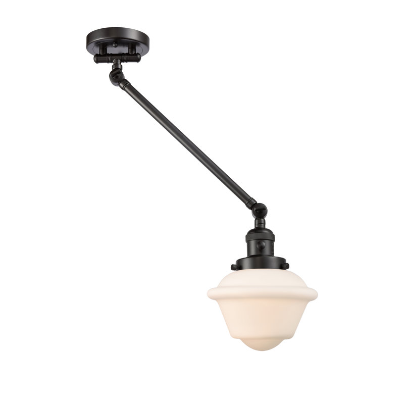 Bras articulé à 1 lumière à intensité variable Calliope, Bronze huilé, Ampoule DEL rétro de 3,5 watts, Boîtier blanc mat