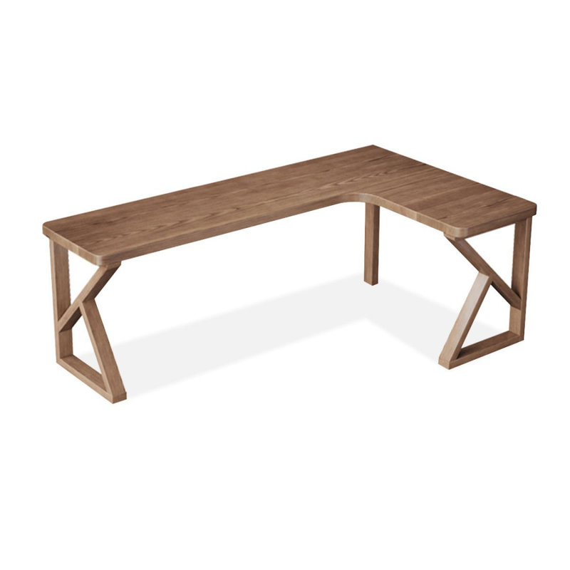 Bureau d'écriture en L en bois massif brun noisette, 29.53" H x 78.74" W x 55.12" D, Retour à droite