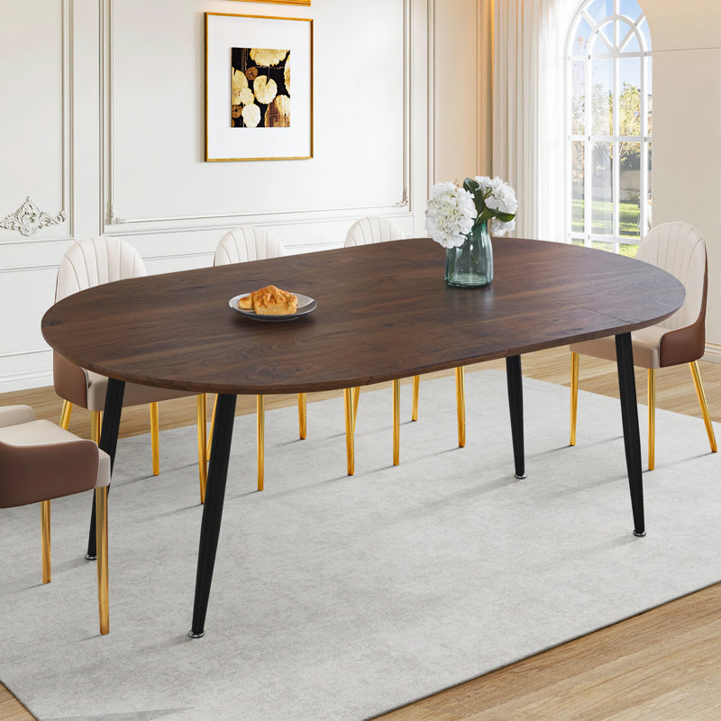 Table de salle à manger extensible 4-6 places, Brun, Noir, H 29,5 po x L 70,8 po x l 39,4 po