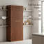 Grand garde-manger en bois cannelé avec portes et tablettes pour le rangement de la cuisine et de la salle à manger, organisateur de placard autoportant avec plusieurs tablettes et porte de rangement pour les épices et les essentiels-1152833241