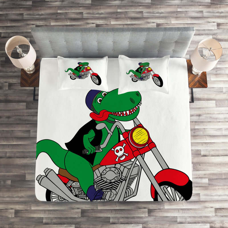Dinosaur Polyester Coverlet, King Bedspread + 2 Shams