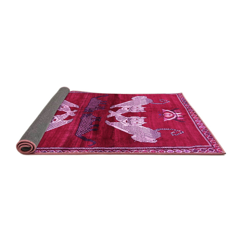 Tapis rose tissé à la machine, Carré 5 pi
