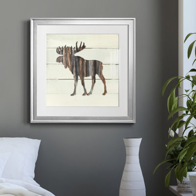 Woodland Moose - Single - Matted and Framed Under Acrylic Glass, Large Living Room Wall Art
