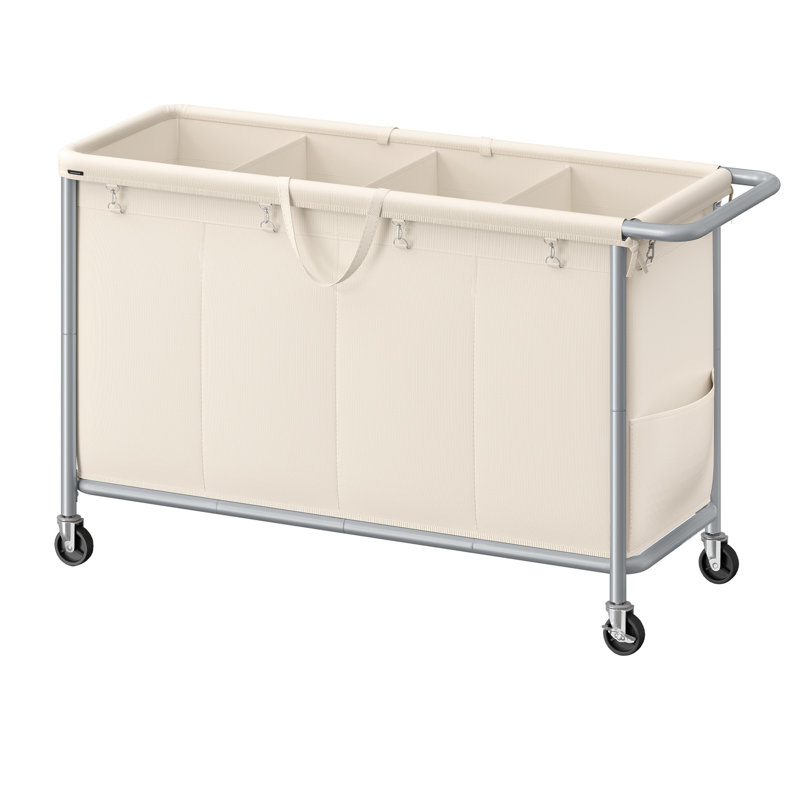 4-Section Laundry Basket With Wheels, 68.6 Gallons (260 L), Removable Liner