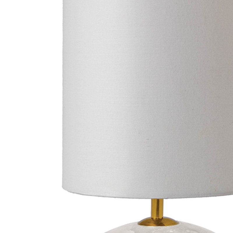 Elegant Alabaster Orb Table Lamp with Linen Shade and Brass Accents