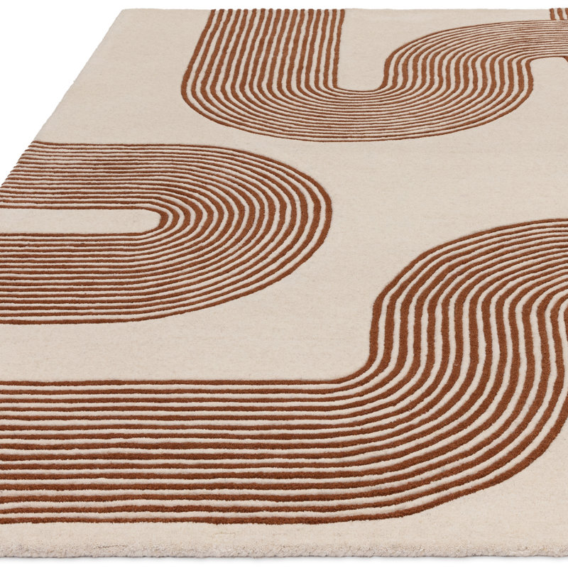 Burnest Wool Hand Woven Cream/Orange Area Rug, Rectangle 160 x 230cm