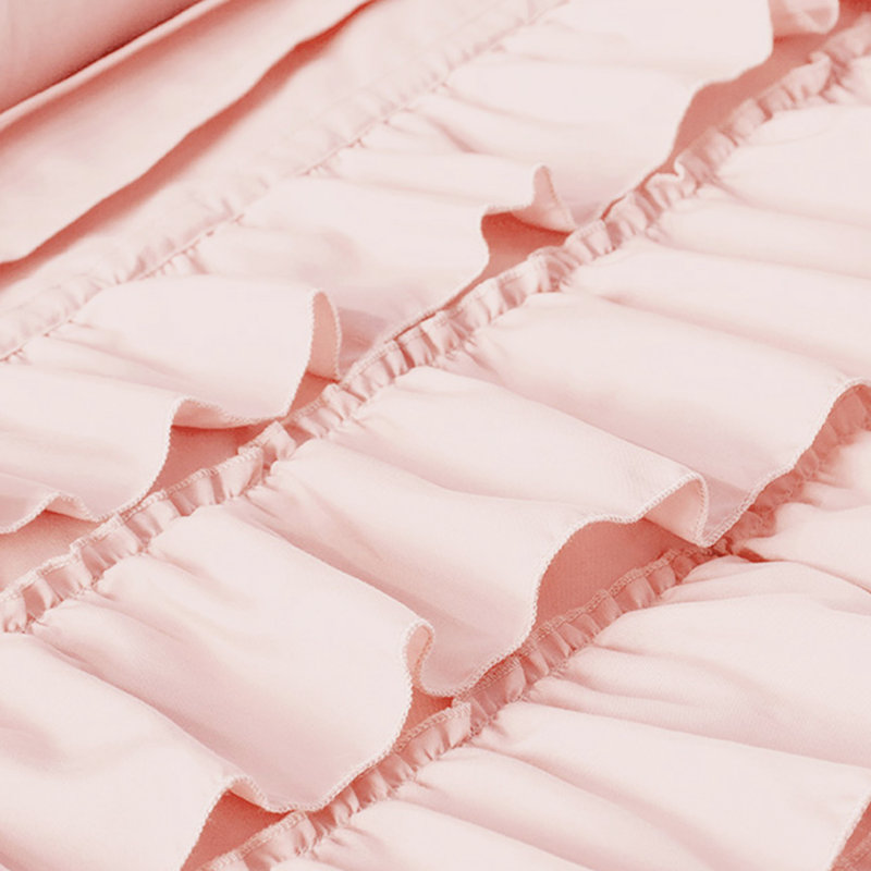 Literie à volants pour lit double / grand avec édredon doux, 2 coussins décoratifs