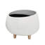 Round Ceramic Planter with Wood Feet-27131845