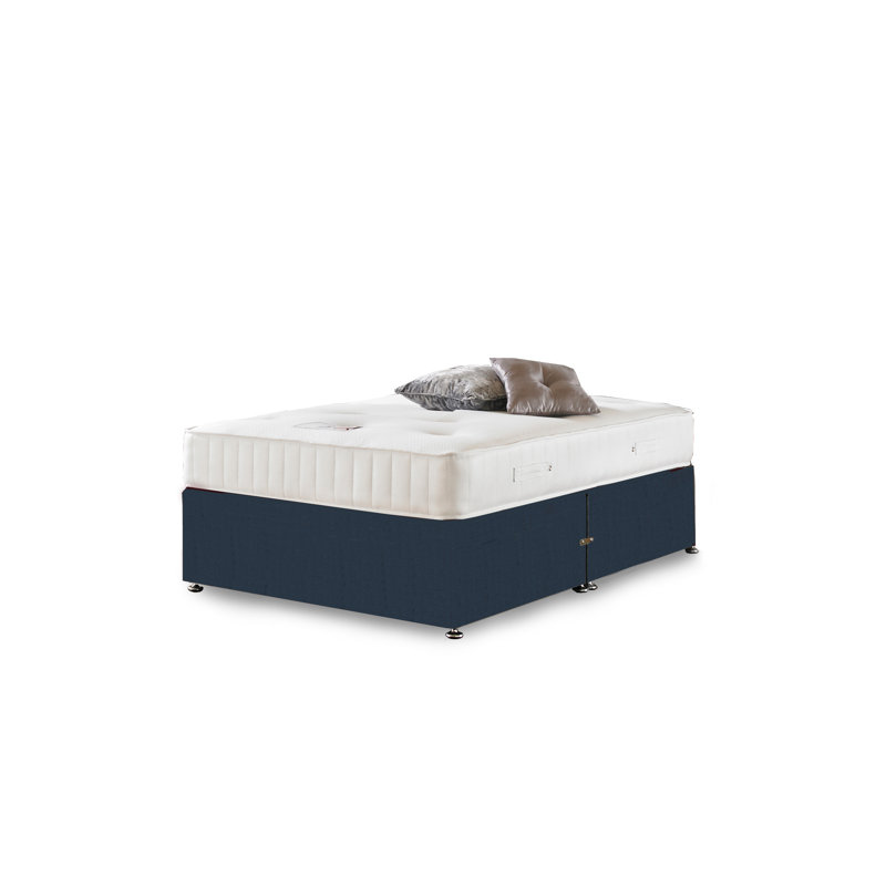 Asia Coil Spring Divan Bed Set, 2 Drawers, Small Single, Midnight Blue Linen