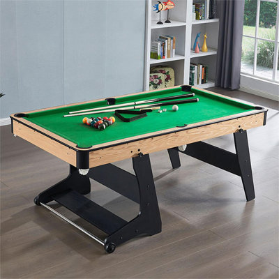 72.05" Black+Green Rectangular Manufactured Wood Pool Tables