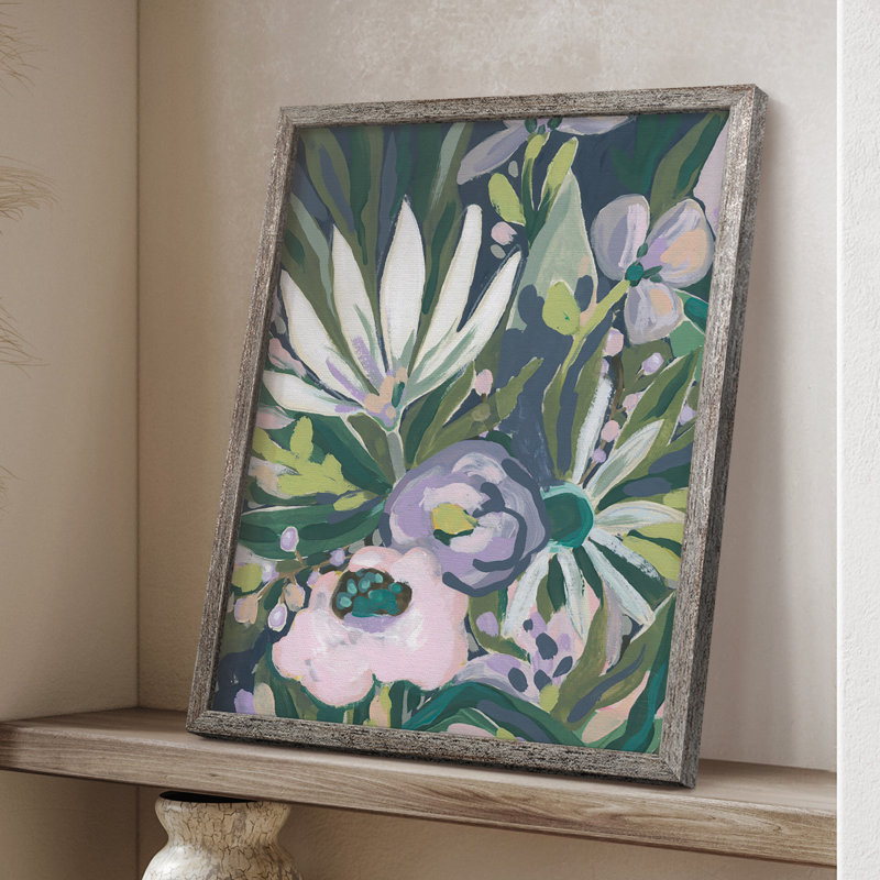 Purple Jungle Garden I Framed Print - Solid Wood, 11" H x 9" W