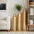 Gorgeous Home Decoration Set Of 3 Large Glazed Metal Vases, Gold Textured Cylindrical Design For Elegant Interior Styling