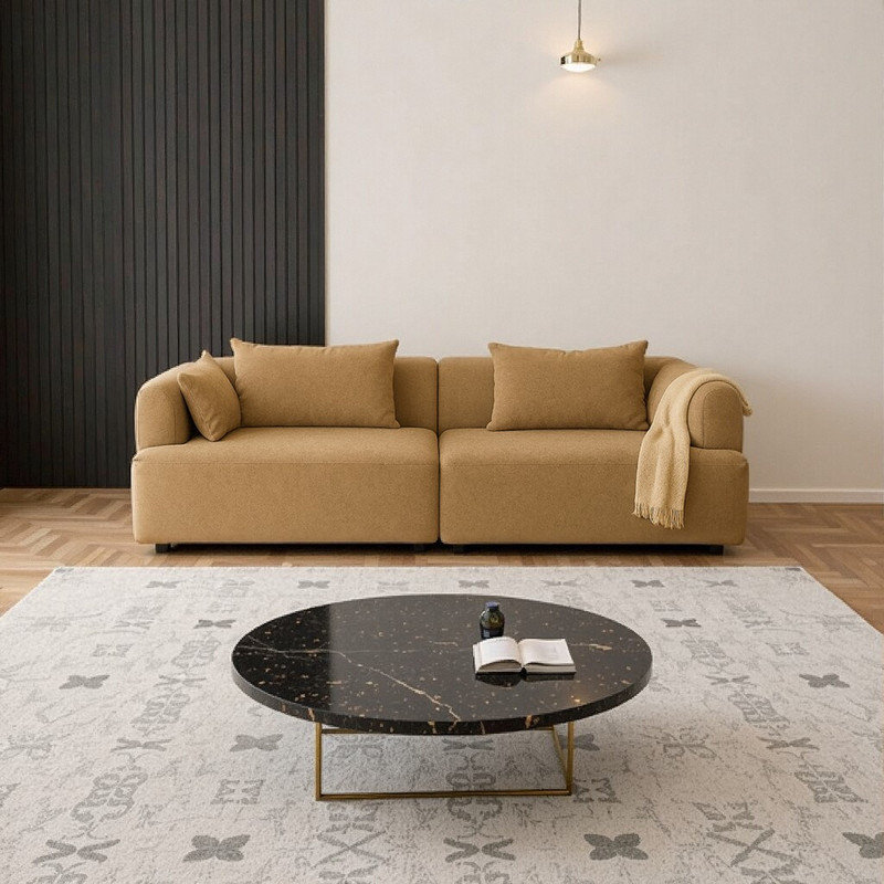 Canapé modulaire avec méridienne Boneless, Brun