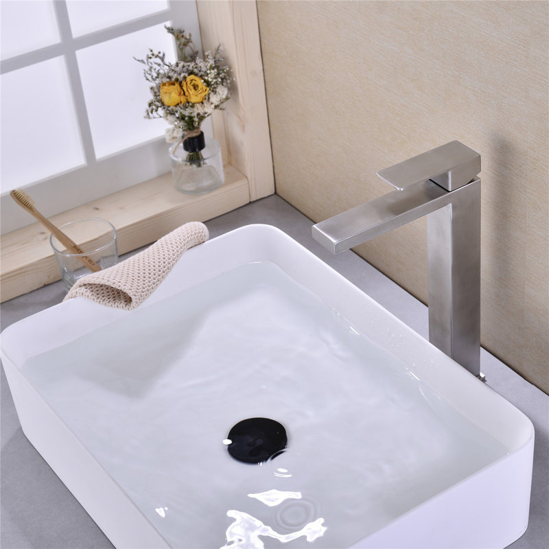 Robinet pour salle de bain à poignée simple, robinet de lavabo en nickel brossé
