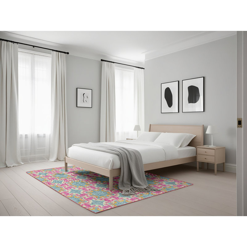 Ilana Pink Area Rug, Rectangle 5' x 7'