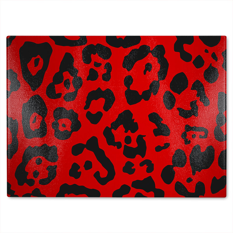 Leopard Print Glass Chopping Board, 40cm L x 28cm W