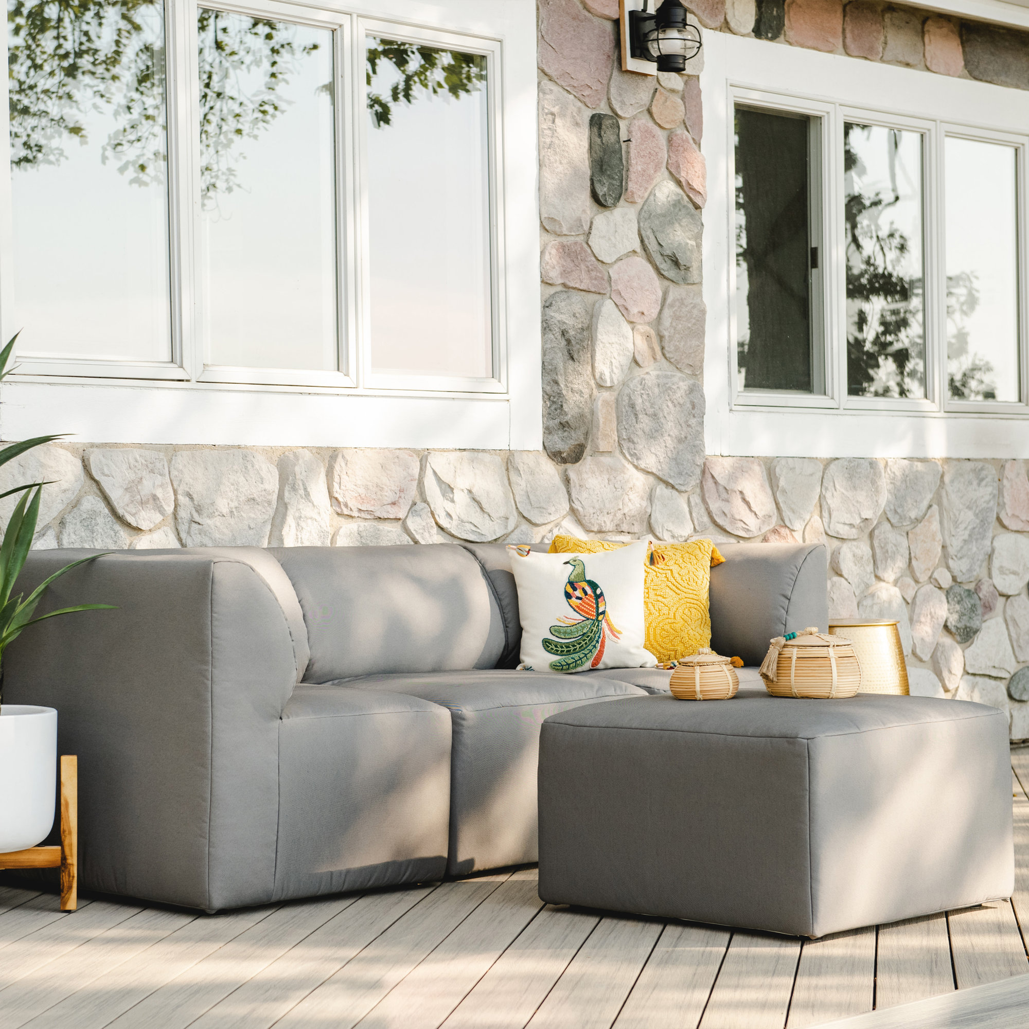 Big Joe Patio 4 Piece Outdoor Sectional, Granite